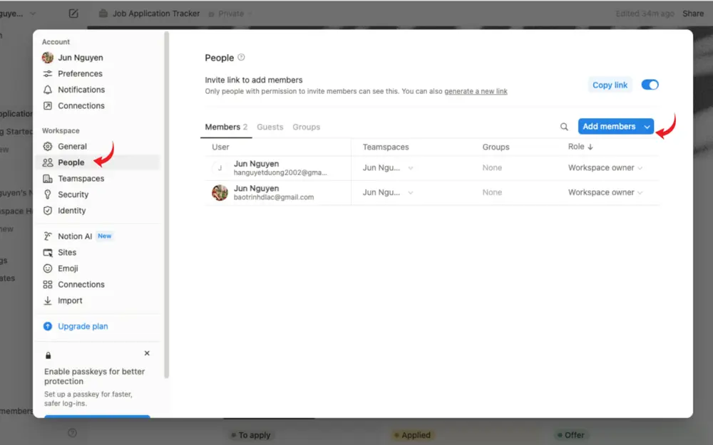 Điền chính xác địa chỉ email của người cần thêm