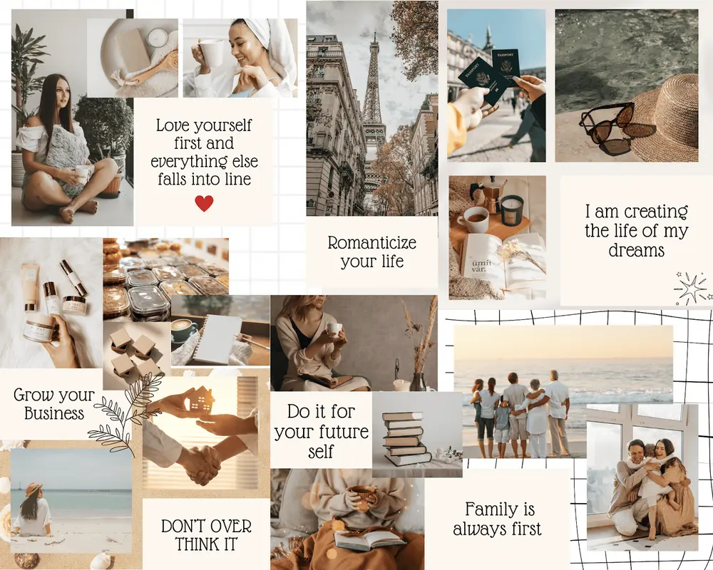 Hình ảnh và từ khóa truyền cảm hứng là linh hồn của vision board